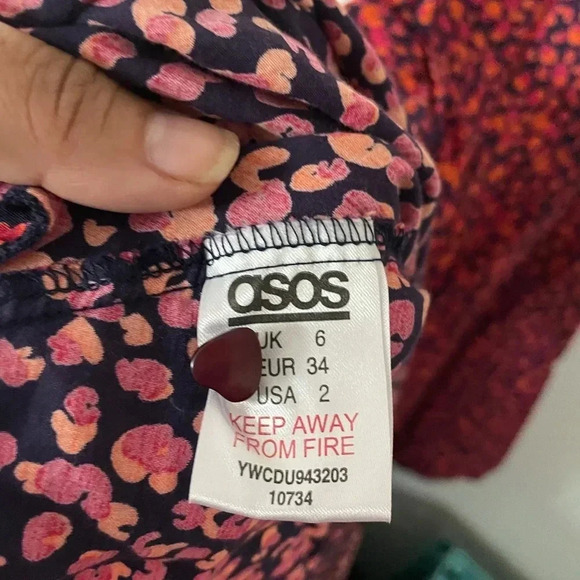 Asos red floral mini dress size 2 - Picture 5 of 6